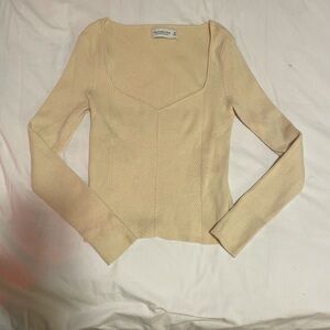 Abercrombie | Cream Ribbed Long Sleeve Knit Sweater